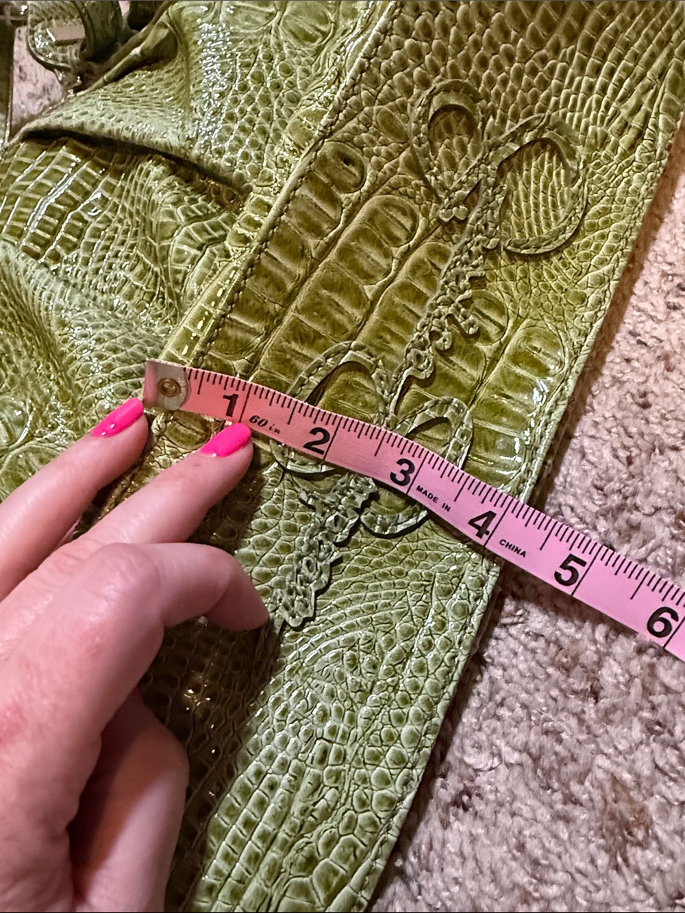 Jessica Simpson Olive Green Croc-Embossed Shoulder Bag - Picture 9 of 11